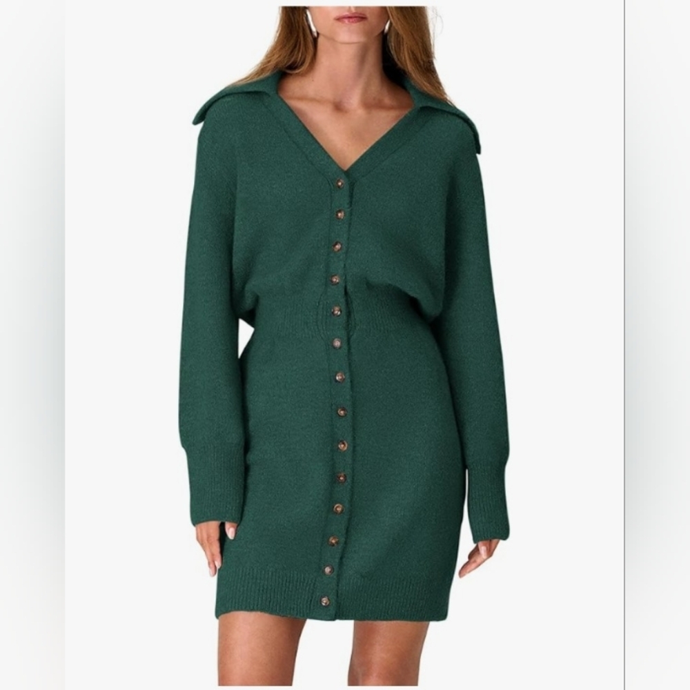 Elegant Green Sweater Dress